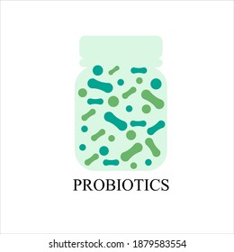 Probiotics vector background, lacto bacteria supplement, correct nutrition and digestion healthcare Probiotcis micro lactobacillus acidophilus cells on white backdrop for prebiotic food package design