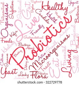 Probiotics Word Cloud On a White Background. 