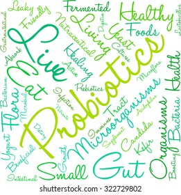Probiotics Word Cloud On a White Background. 