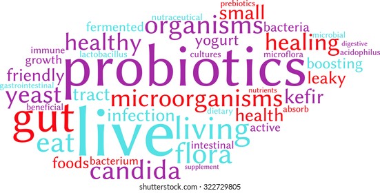 Probiotics Word Cloud On a White Background. 