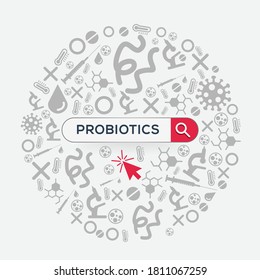 (probiotics) Word written in search bar,Vector illustration