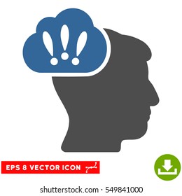 Problem Brainstorm EPS vector pictogram. Illustration style is flat iconic bicolor cobalt and gray symbol on white background.