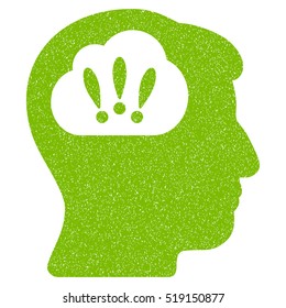 Problem Brainstorm grainy textured icon for overlay watermark stamps. Flat symbol with dust texture. Dotted vector eco green ink rubber seal stamp with grunge design on a white background.