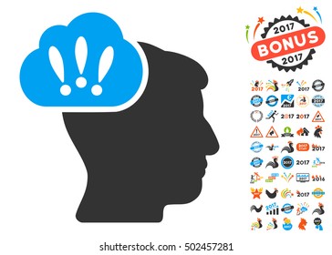 Problem Brainstorm icon with bonus 2017 new year images. Vector illustration style is flat iconic symbols,modern colors, rounded edges.
