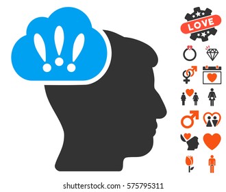 Problem Brainstorm icon with bonus marriage images. Vector illustration style is flat iconic symbols for web design, app user interfaces.