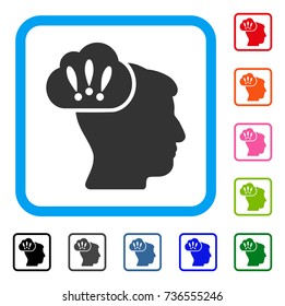 Problem Brainstorm icon. Flat gray iconic symbol inside a light blue rounded square. Black, gray, green, blue, red, orange color versions of Problem Brainstorm vector.