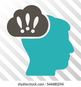 Problem Brainstorm vector icon. Illustration style is flat iconic bicolor grey and cyan symbol on a hatch transparent background.