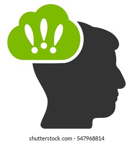 Problem Brainstorm vector icon. Style is flat graphic bicolor symbol, eco green and gray colors, white background.