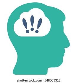 Problem Brainstorm vector icon. Style is flat graphic bicolor symbol, cobalt and cyan colors, white background.