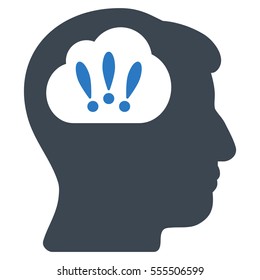 Problem Brainstorm vector icon. Style is flat graphic bicolor symbol, smooth blue colors, white background.