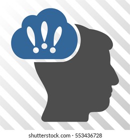 Problem Brainstorm vector pictogram. Illustration style is flat iconic bicolor cobalt and gray symbol on a hatch transparent background.