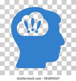 Problem Brainstorm vector pictogram. Illustration style is a flat iconic cobalt symbol on a transparent background.