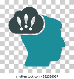 Problem Brainstorm vector pictogram. Illustration style is a flat iconic bicolor soft blue symbol on a transparent background.