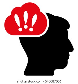Problem Brainstorm vector pictogram. Style is flat graphic bicolor symbol, intensive red and black colors, white background.