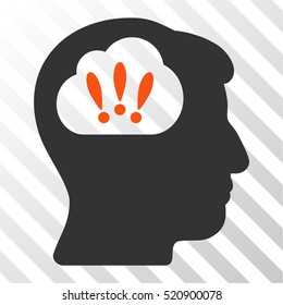 Problem Brainstorm vector pictograph. Illustration style is flat iconic bicolor orange and gray symbol on a hatch transparent background.