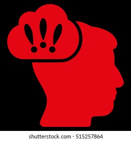 Problem Brainstorm vector pictograph. Style is flat graphic symbol, red color, black background.
