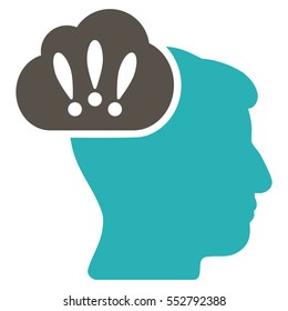 Problem Brainstorm vector pictograph. Style is flat graphic bicolor symbol, grey and cyan colors, white background.