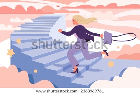 Similar – Image, Stock Photo Woman runs up the mountain at dawn.