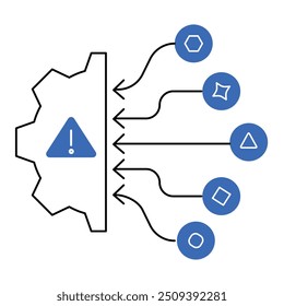 Design de Ícone de Categorização de Problema. Representa Classificação De Problemas, Gerenciamento De Riscos, Solução De Problemas, Otimização De Fluxo De Trabalho. Ícone de vetor com Traço editável.