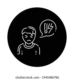 Problem child black glyph icon. Emotional instability. Sign for web page, mobile app, button, logo. Editable stroke
