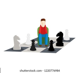 problem of choice. make a move to chess. Flat vector illustration