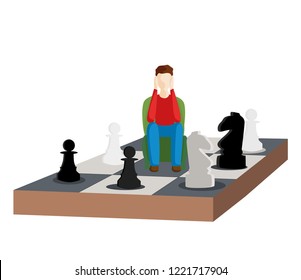 problem of choice. make a move to chess. Flat vector illustration