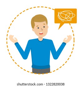 Problem with communication. Speaking trouble. Symptom of disease. Hard to understand. Isolated flat vector illustration