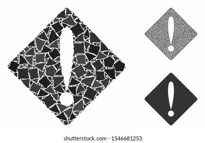 Problem composition of rugged items in variable sizes and color tones, based on problem icon. Vector bumpy items are united into composition. Problem icons collage with dotted pattern.