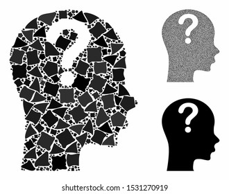 Problem composition of tuberous items in variable sizes and shades, based on problem icon. Vector raggy items are composed into collage. Problem icons collage with dotted pattern.