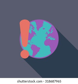 Problem connecting to the internet icon. Flat vector related icon with long shadow for web and mobile applications. It can be used as - logo, pictogram, icon, infographic element. Vector Illustration.