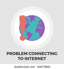 Problem connecting to the internet icon vector. Flat icon isolated on the white background. Editable EPS file. Vector illustration.