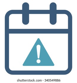 Problem Date vector icon. Style is bicolor flat symbol, cyan and blue colors, rounded angles, white background.