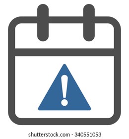 Problem Date vector icon. Style is bicolor flat symbol, cobalt and gray colors, rounded angles, white background.