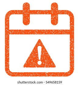 Problem Day grainy textured icon for overlay watermark stamps. Flat symbol with scratched texture. Dotted vector orange ink rubber seal stamp with grunge design on a white background.