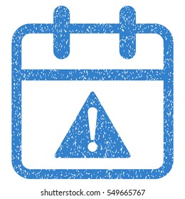Problem Day grainy textured icon for overlay watermark stamps. Flat symbol with dust texture. Dotted vector cobalt ink rubber seal stamp with grunge design on a white background.