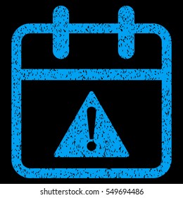 Problem Day grainy textured icon for overlay watermark stamps. Flat symbol with dirty texture. Dotted vector blue ink rubber seal stamp with grunge design on a black background.