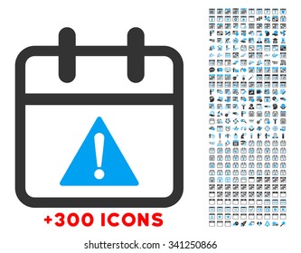 Problem Day vector icon with additional 300 date and time management pictograms. Style is bicolor flat symbols, blue and gray colors, rounded angles, white background.