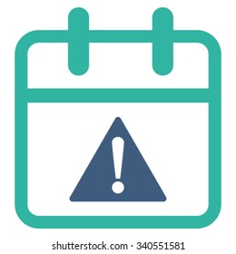 Problem Day vector icon. Style is bicolor flat symbol, cobalt and cyan colors, rounded angles, white background.