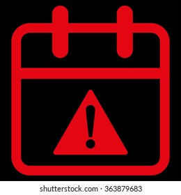 Problem Day vector icon. Style is flat symbol, red color, rounded angles, black background.
