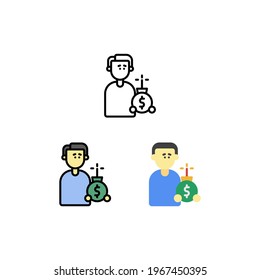Problem debt that is increasingly like a bomb Icon, Logo, and illustration Vector