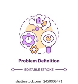 Problem definition multi color concept icon. Hackathon challenge. Understanding issue. Round shape line illustration. Abstract idea. Graphic design. Easy to use in promotional materials