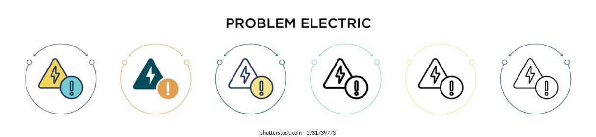 Problem electric icon in filled, thin line, outline and stroke style. Vector illustration of two colored and black problem electric vector icons designs can be used for mobile, ui, web