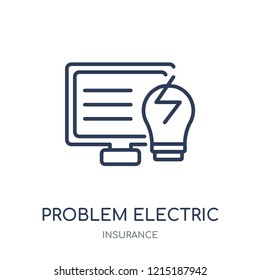 Problem electric icon. Problem electric linear symbol design from Insurance collection.