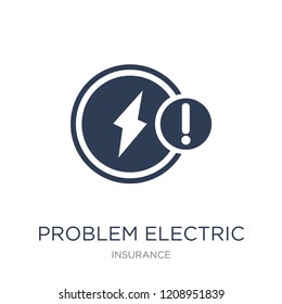 Problem electric icon. Trendy flat vector Problem electric icon on white background from Insurance collection, vector illustration can be use for web and mobile, eps10