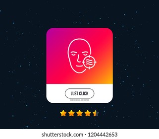 Problem face skin line icon. Need facial care sign. Target symbol. Web or internet line icon design. Rating stars. Just click button. Vector