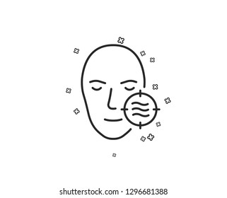 Problem face skin line icon. Need facial care sign. Target symbol. Geometric shapes. Random cross elements. Linear Problem skin icon design. Vector