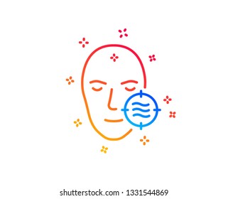 Problem face skin line icon. Need facial care sign. Target symbol. Gradient design elements. Linear problem skin icon. Random shapes. Vector