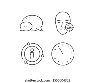Problem face skin line icon. Chat bubble, info sign elements. Need facial care sign. Target symbol. Linear problem skin outline icon. Information bubble. Vector