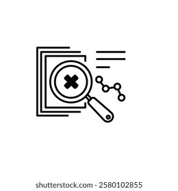 problem or falling sales like audit assess. concept of search focus in statement and performance failure. flat thin stroke trend or logotype graphic art