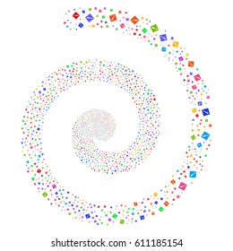Problem festival portal spiral. Vector bright multicolored random objects.